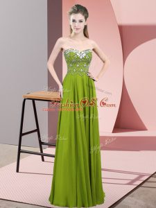 Floor Length Olive Green Prom Party Dress Sweetheart Sleeveless Zipper