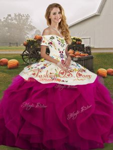 Glamorous Fuchsia Sleeveless Tulle Lace Up 15 Quinceanera Dress for Military Ball and Sweet 16 and Quinceanera