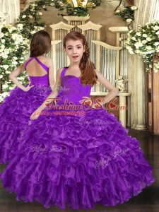 Dramatic Organza Sleeveless Floor Length Pageant Gowns and Ruffles