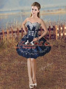 Sexy Mini Length Ball Gowns Sleeveless Navy Blue Hoco Dress Lace Up
