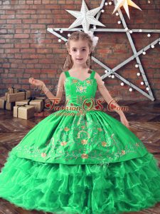 Sleeveless Embroidery and Ruffled Layers Lace Up Pageant Dresses