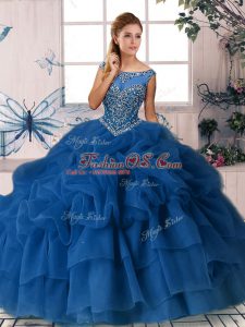 Royal Blue Sleeveless Beading and Pick Ups Zipper Sweet 16 Quinceanera Dress
