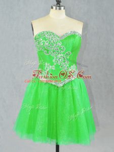 Glamorous Green Sleeveless Mini Length Beading Lace Up Prom Party Dress