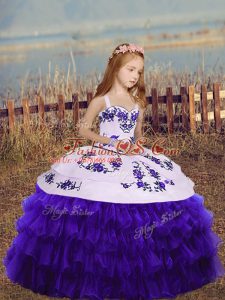 Amazing Purple Sleeveless Organza Lace Up Pageant Dress Wholesale for Party and Wedding Party