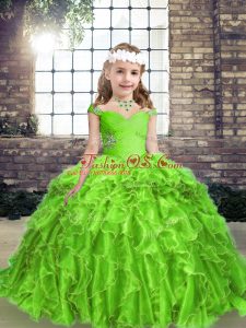 Excellent Floor Length Ball Gowns Sleeveless Pageant Dress for Girls Lace Up
