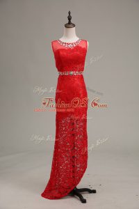 Glittering Sleeveless Zipper Floor Length Beading Prom Gown