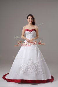 Exquisite Ball Gowns Sleeveless White Bridal Gown Brush Train Lace Up