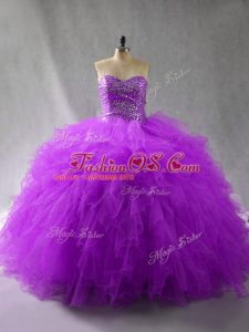 Stylish Floor Length Purple Quinceanera Dress Sweetheart Sleeveless Lace Up