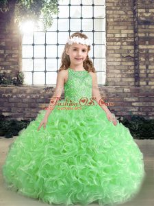 Stunning Floor Length Little Girls Pageant Dress Wholesale Scoop Sleeveless Lace Up