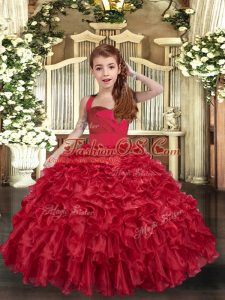 Sleeveless Lace Up Floor Length Ruffles Child Pageant Dress