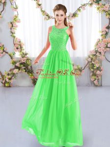 Sleeveless Chiffon Floor Length Zipper Dama Dress for Quinceanera in with Lace