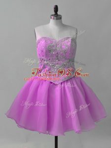 Admirable Mini Length A-line Sleeveless Lilac Prom Gown Lace Up