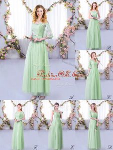 New Arrival Floor Length Empire Half Sleeves Apple Green Dama Dress Side Zipper