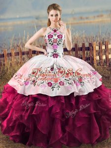 Floor Length Ball Gowns Sleeveless Fuchsia Quinceanera Dress Lace Up