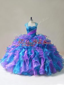 Top Selling Multi-color Straps Neckline Beading and Ruffles Quinceanera Dresses Sleeveless Zipper