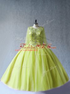 Smart Tulle Long Sleeves Floor Length Quince Ball Gowns and Beading