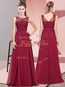 Traditional Scoop Sleeveless Chiffon Damas Dress Beading and Appliques Zipper