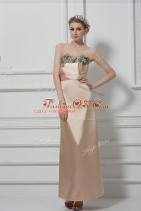 Best Champagne Lace Up Homecoming Dress Lace and Appliques Sleeveless Floor Length