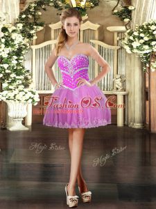 Mini Length Ball Gowns Sleeveless Lilac Homecoming Dress Lace Up