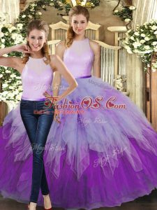 Multi-color Sleeveless Floor Length Ruffles Backless Ball Gown Prom Dress