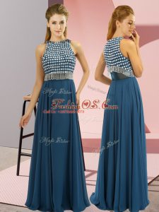 Lovely Teal Sleeveless Chiffon Side Zipper Party Dress for Toddlers for Prom and Party and Military Ball