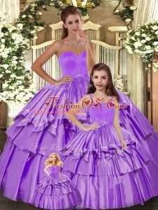 Taffeta Sleeveless Floor Length Quince Ball Gowns and Ruffled Layers