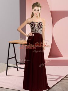 Empire Evening Dress Brown Sweetheart Chiffon Sleeveless Floor Length Lace Up