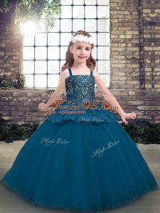 Stunning Tulle Sleeveless Floor Length Pageant Gowns and Beading