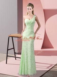 One Shoulder Neckline Beading and Lace Military Ball Gowns Sleeveless Criss Cross