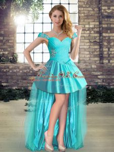 Sleeveless Lace Up High Low Beading Homecoming Dress Online