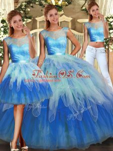 Eye-catching Sleeveless Lace and Ruffles Lace Up Quinceanera Dresses