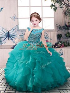Sleeveless Beading and Ruffles Zipper Pageant Gowns