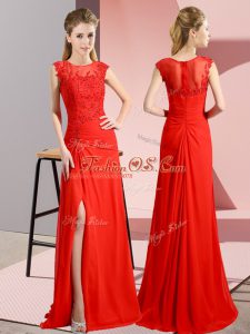 Sleeveless Zipper Floor Length Beading