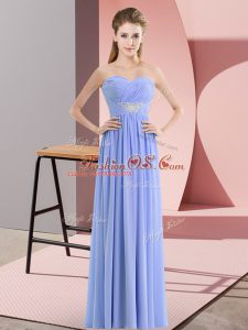 Graceful Sleeveless Chiffon Floor Length Zipper Prom Party Dress in Lavender with Beading