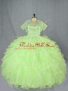 Free and Easy Sleeveless Lace Up Floor Length Beading and Ruffles Quince Ball Gowns