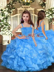 Charming Organza Sleeveless Floor Length Little Girls Pageant Gowns and Ruffles