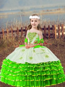 Attractive Sleeveless Beading and Embroidery and Ruffled Layers Lace Up Girls Pageant Dresses
