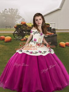 Organza Sleeveless Floor Length Glitz Pageant Dress and Embroidery
