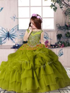 Custom Designed Sleeveless Beading and Pick Ups Zipper Kids Pageant Dress