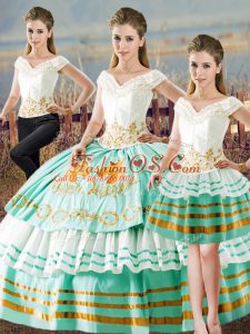 Wonderful Sleeveless Embroidery and Ruffled Layers Lace Up Sweet 16 Quinceanera Dress