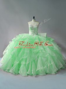 Sleeveless Beading and Ruffles Lace Up Vestidos de Quinceanera