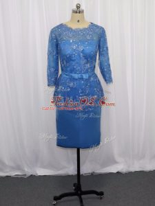 Pretty Scoop Long Sleeves Satin Mother Of The Bride Dress Lace and Appliques Zipper
