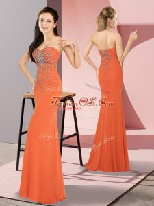 Sweetheart Sleeveless Zipper Prom Gown Orange Red Chiffon