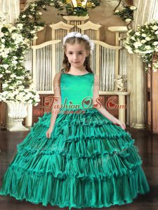 Sleeveless Lace Up Floor Length Ruffled Layers Pageant Gowns For Girls