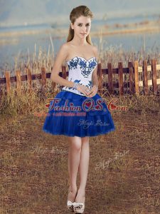 Royal Blue Sleeveless Organza Lace Up Ball Gown Prom Dress for Prom and Party