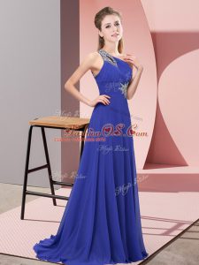 Sleeveless Floor Length Beading Dress for Prom with Purple