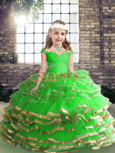 Charming Ball Gowns Tulle Straps Sleeveless Beading and Ruching High Low Lace Up Kids Pageant Dress