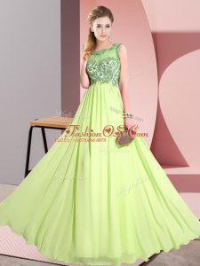 Fancy Scoop Sleeveless Chiffon Dama Dress Beading and Appliques Backless