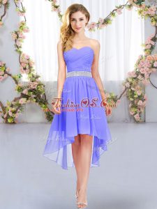 Low Price Sleeveless Lace Up High Low Belt Quinceanera Court Dresses