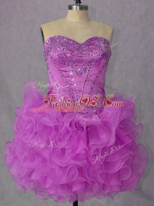 Mini Length Ball Gowns Sleeveless Lilac Prom Party Dress Lace Up